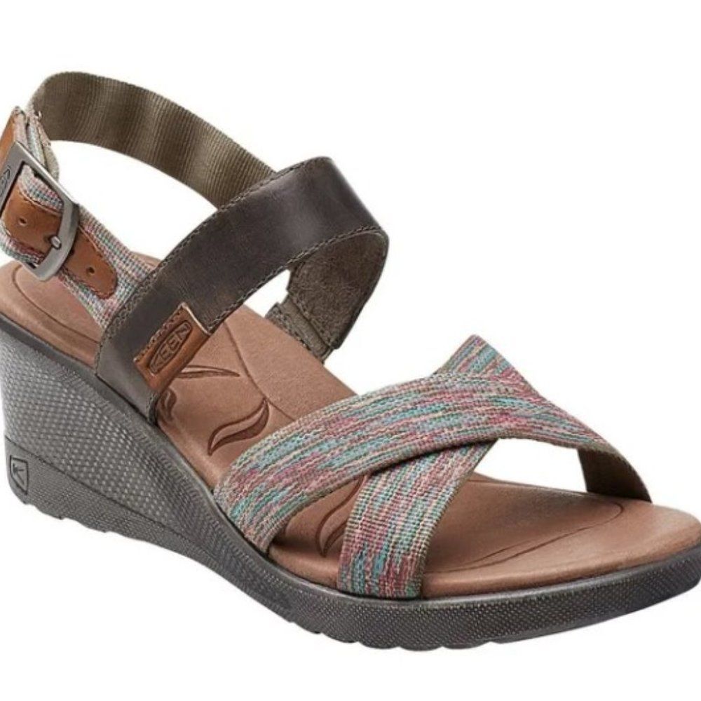Keen Skyline Wedge Sandals Brown Multicolor Slingback Shoes Women’s EU 37.5US 7M